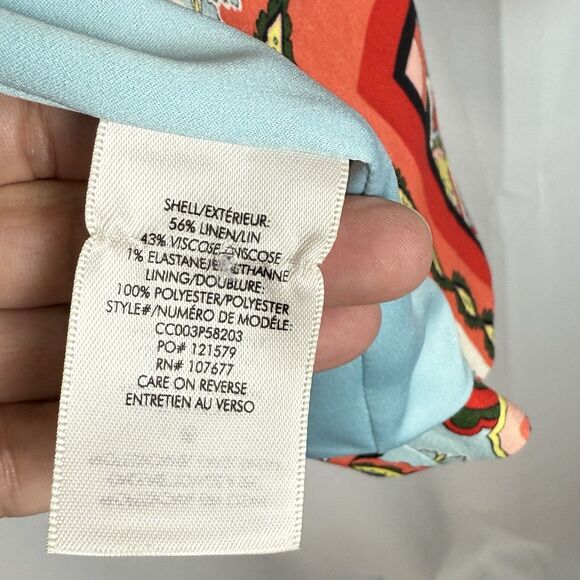 Alice + Olivia Nate Euphoria Mixed Print Linen Blend Fitted Blazer Jacket Large - Picture 7 of 13